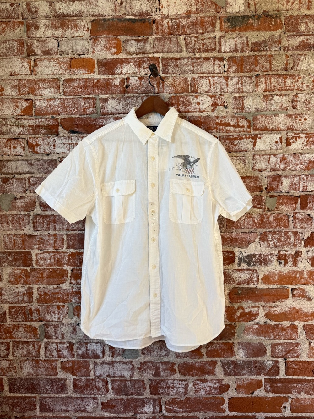 Ralph Lauren Men’s White Short-Sleeve Button-Up Shirt